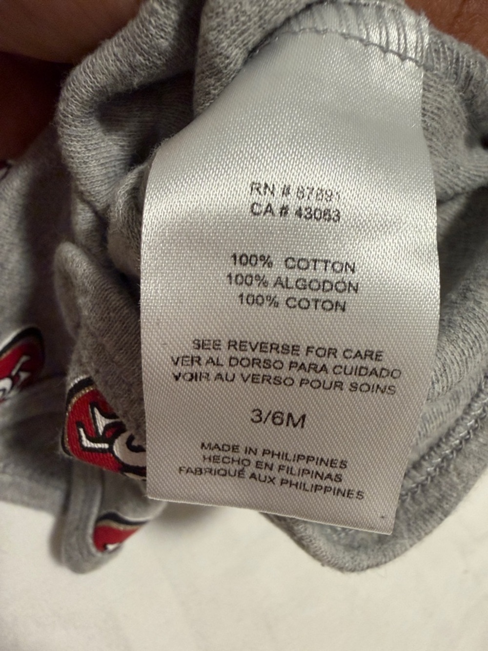 NFL San Francisco 49ers Gray & Red Baby One-Piece Bodysuit 3-6 months - Picture 5 of 5